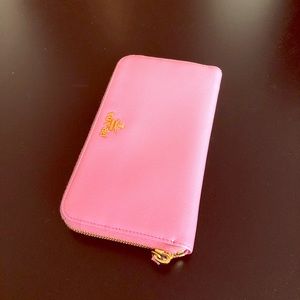Saffiano Zip-Around Wallet Pink